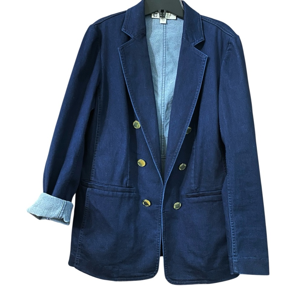 Anne Klein Denim Double-Breasted Jacket